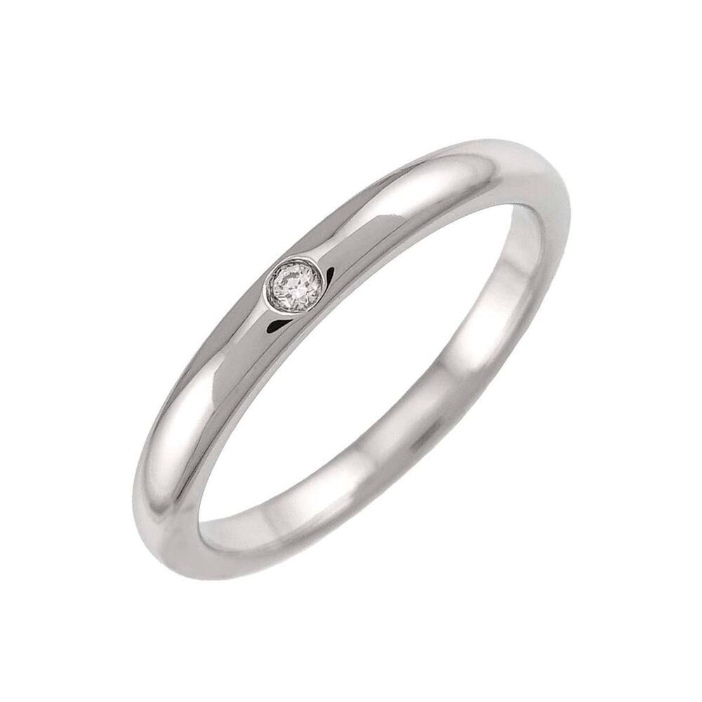 Tiffany & Co. Stacking Band Ring, 1 Diamond, Platinum.